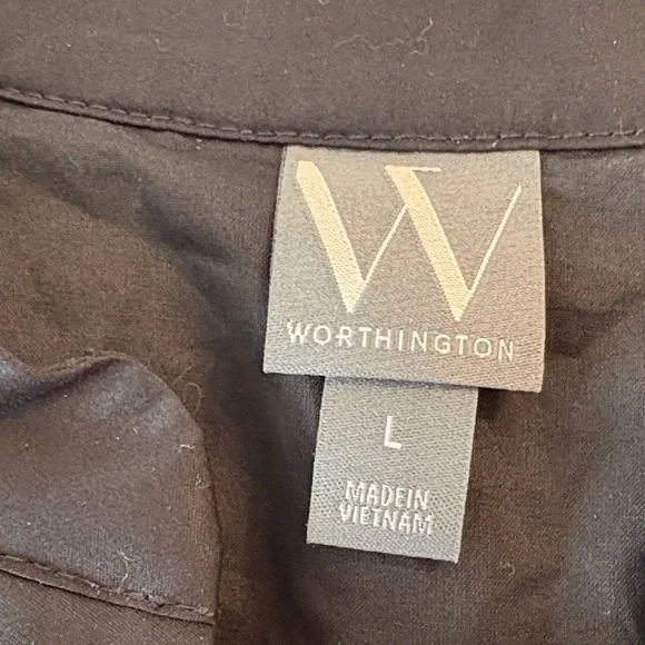 NWT Women’s Size L Worthington Black & White Embroidered Midi Shirtdress - Picture 10 of 12